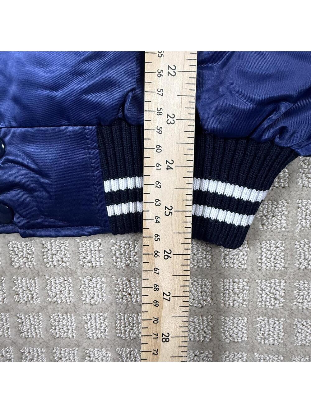 Vintage The Babe Satin Bomber Jacket Large Blue - Picture 5 of 6